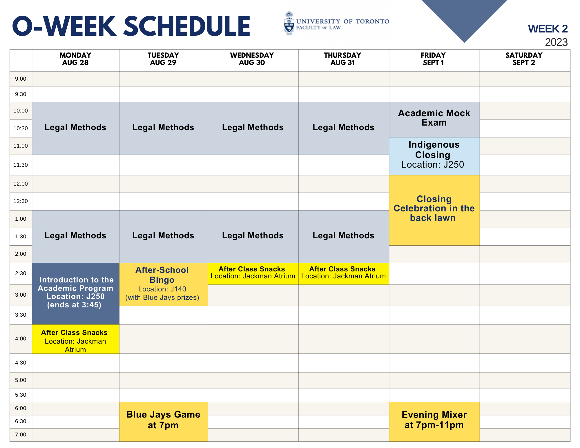 Orientation schedule 